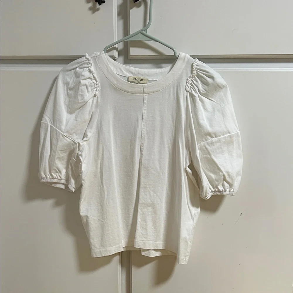 Madewell White Cotton Puff Sleeve Shirt XS